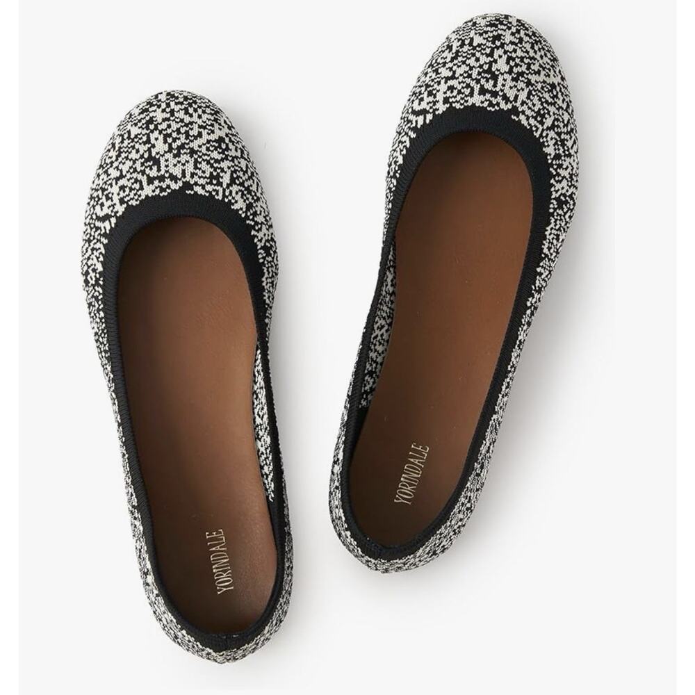 Women's Ballet Flats Round Toe Soft Knit Ballerina Flats Slip On Dress Shoes 8.5